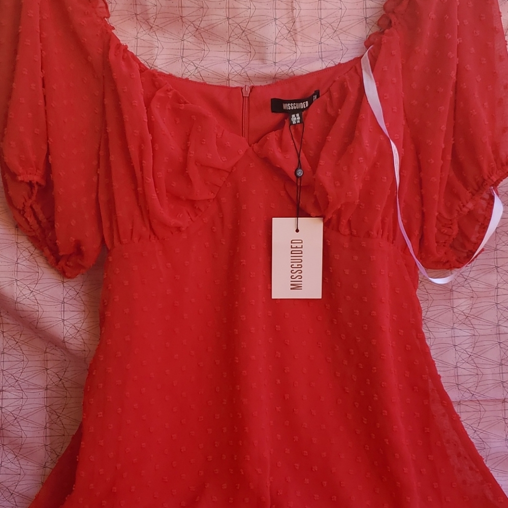 NWT Gorgeous Milkmaid Red Misguided Dress